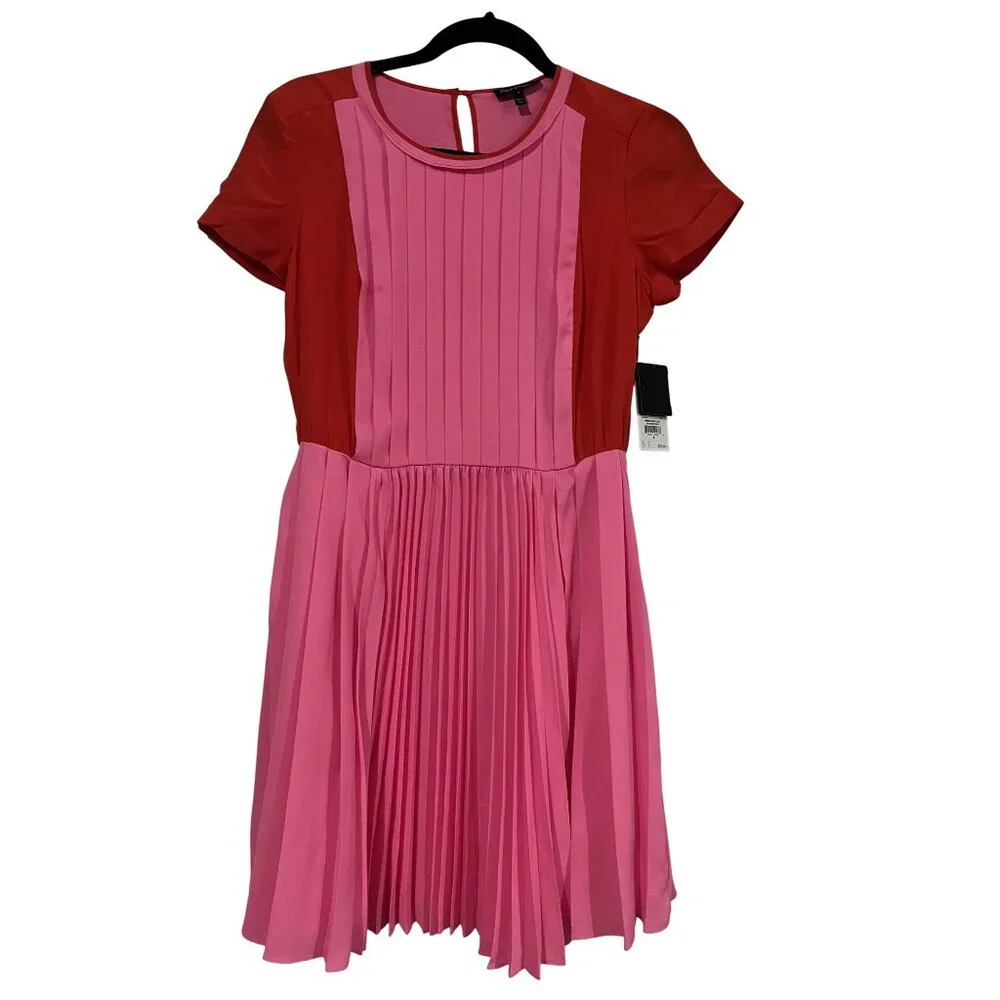 NWT Juicy Couture Pleated Pink Red Dress 4 - Picture 1 of 8